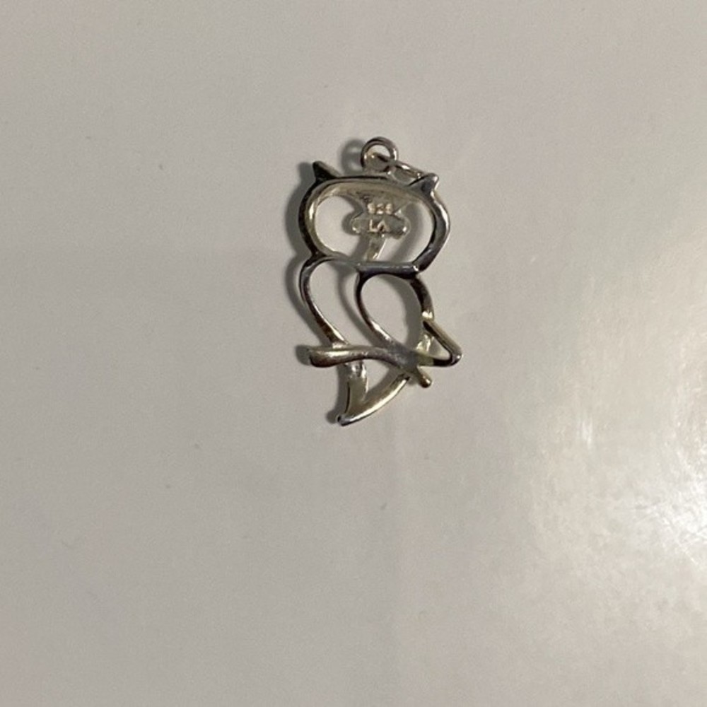 Sterling Silver Owl Charm Pendant - Picture 2 of 5